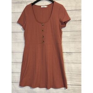 JustFab Women's XXL Coral Short Sleeve Sweater Dress Knit Stretch Pullover EC